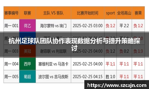 杭州足球队团队协作表现数据分析与提升策略探讨
